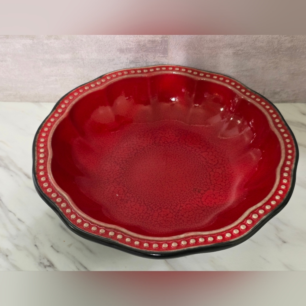 Elegant Red Ceramic Serving Bowl